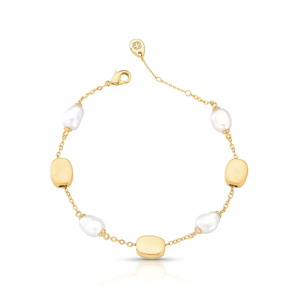 Pulseira Dourado com Perolas Naturais e Pingentes  –  PU01060015DFPB